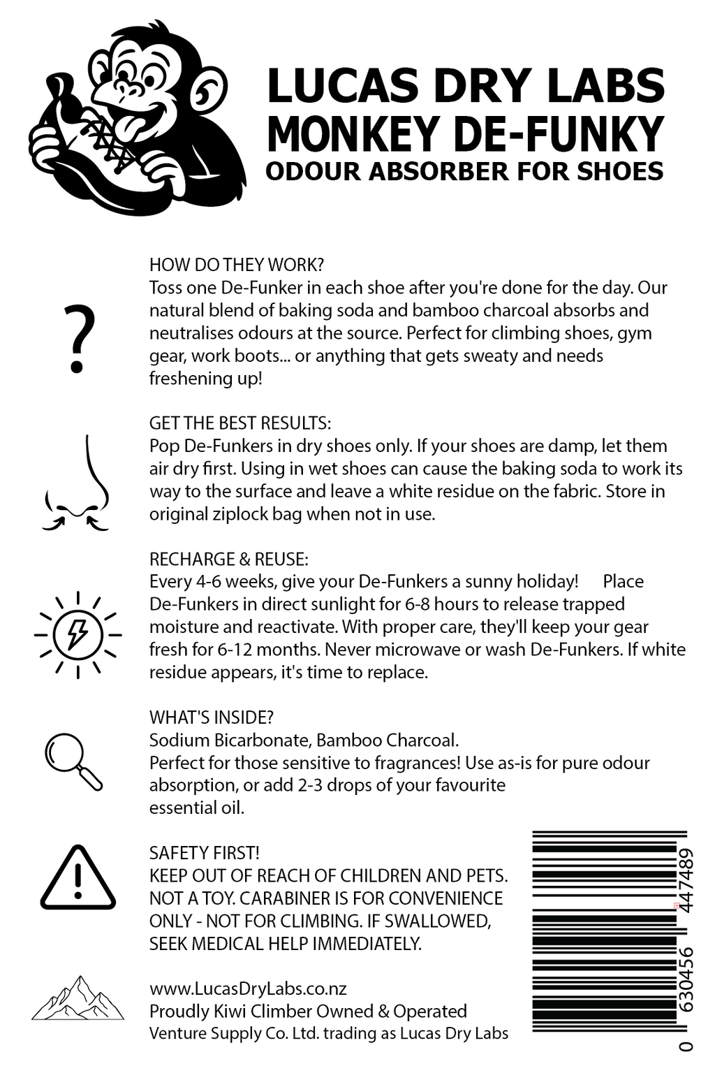 Monkey De-Funky - Unscented Shoe Deodorizers