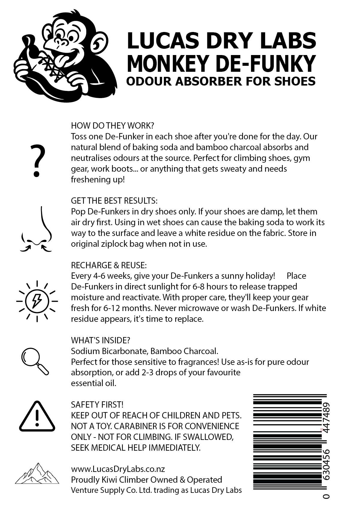 Monkey De-Funky - Unscented Shoe Deodorizers